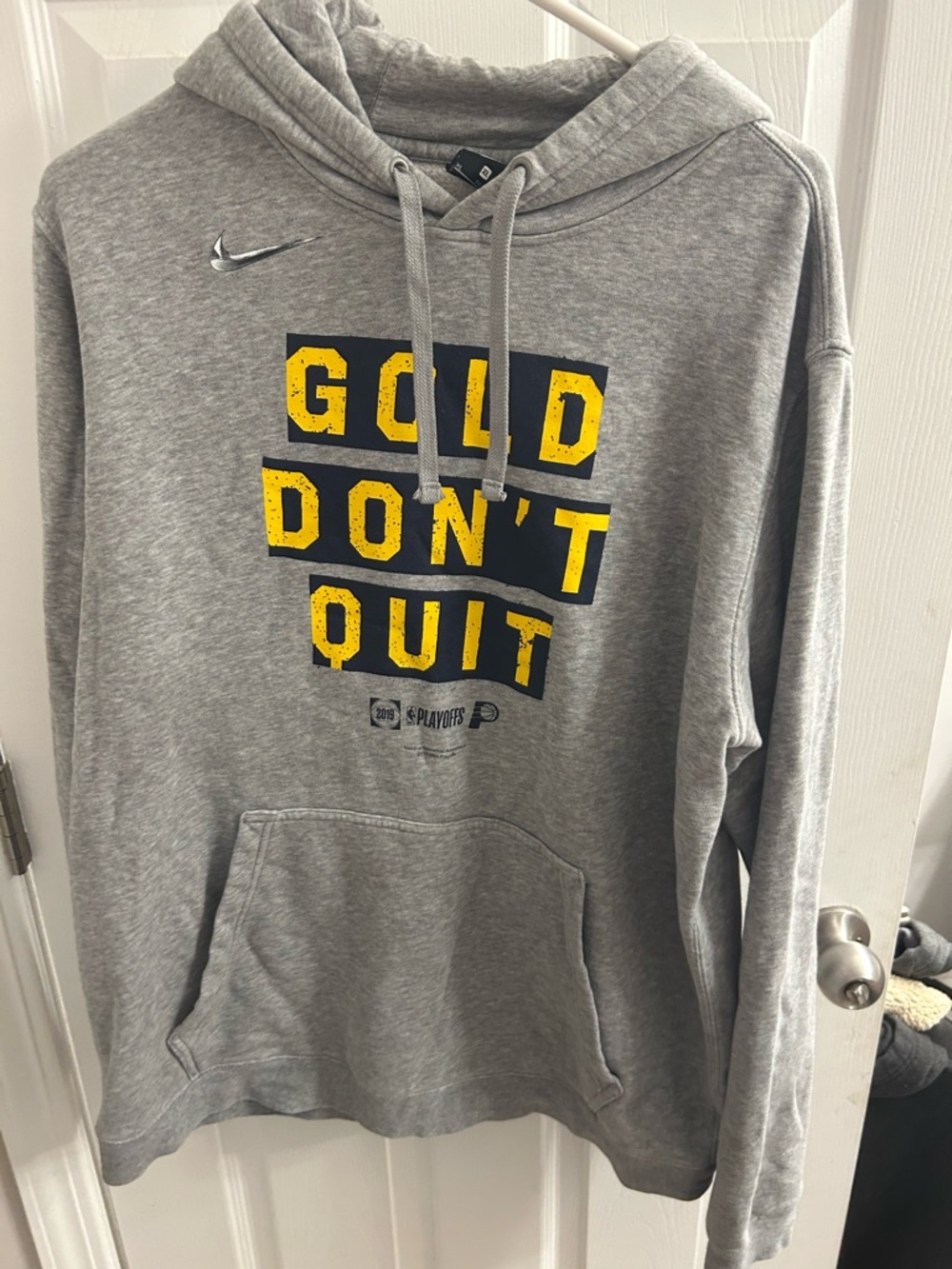 Nike Gray Hoodie with Yellow "GOLD DON'T QUIT" Graphic
